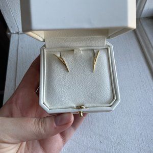 NWOT KATKIM 18k Yellow Gold Wishbone Ear Hooks - Pair